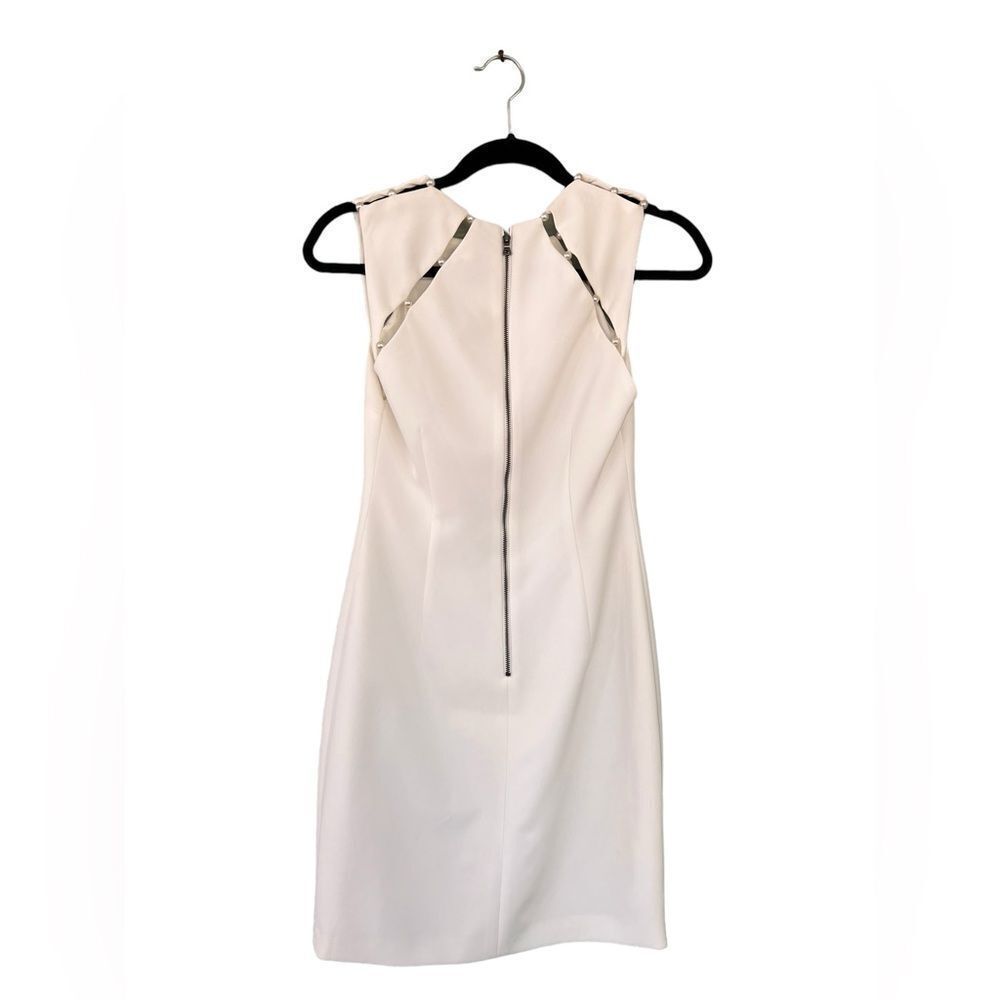 Alice + Olivia Ivory Sheath Dress with Silver Chain Trim - Picture 4 of 8